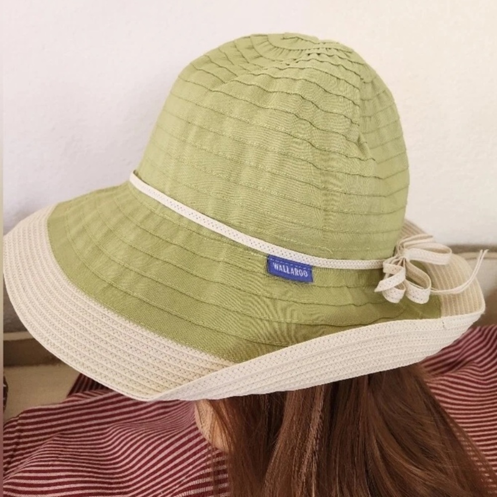 WALLAROO Vintage Tote and Bucket Hat Chelsea Set Lime & White - Picture 13 of 13